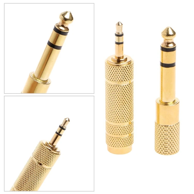 

2Pcs 6.5mm 1/4 Female to 3.5mm 1/8 Male Stereo Mic Plug Adapter Jack K1KD