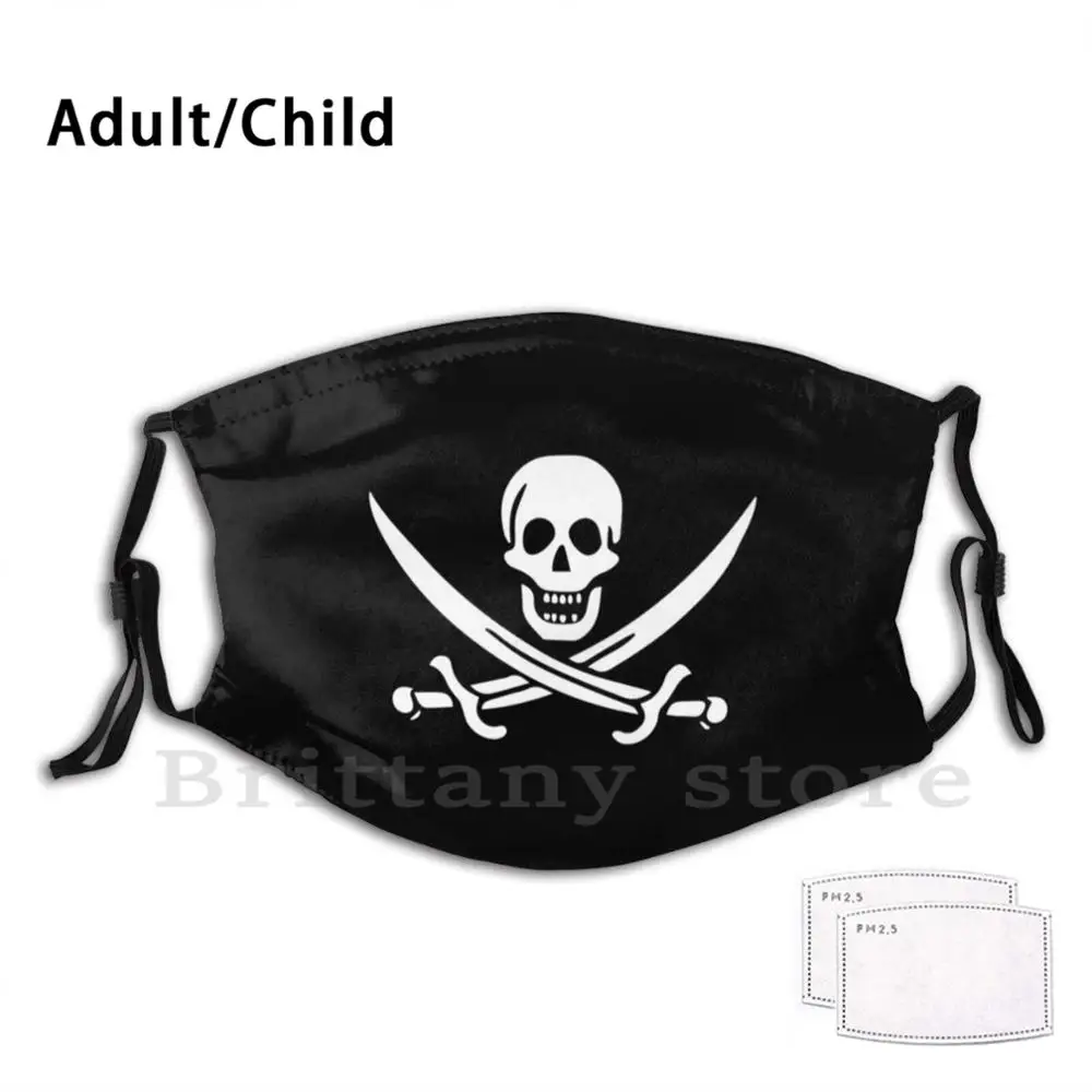 

Pirate Flag Crossed Swords Adult Kids Reusable Pm2.5 Filter Mask Pirate Flag Crossed Swords Skull Jolly Roger