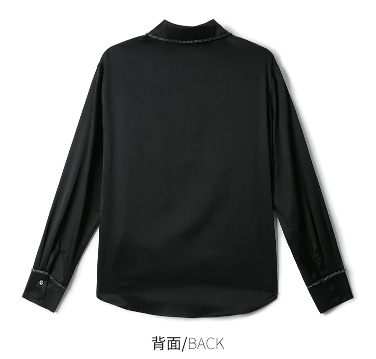 

New Long-sleeved Blouse Polo Collar Korean Pure Color Stitching Wire Leisure Tops Comfortable Fashion Blouses Summer