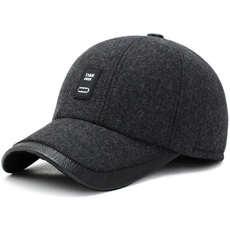 [NORTHWOOD] Gorra Hombre, зимняя мужская бейсболка, уличная теплая утолщенная облегающая Кепка, брендовая бейсболка, шапка для взрослых - Цвет: Темно-серый
