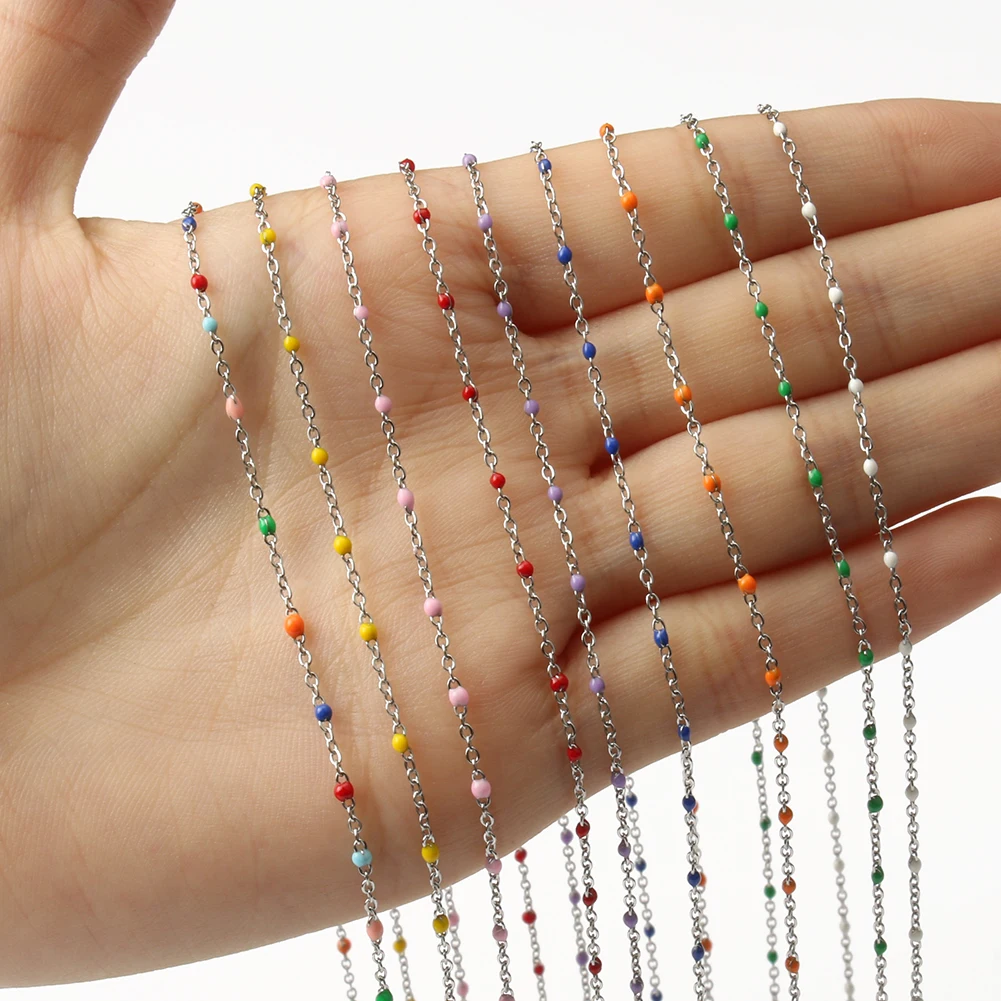

Handmade silver Color Stainless Steel Wire Wrapped Rosary Chain Beads for Bracelets Necklace Ankles Jewelry Making DIY Wholesale