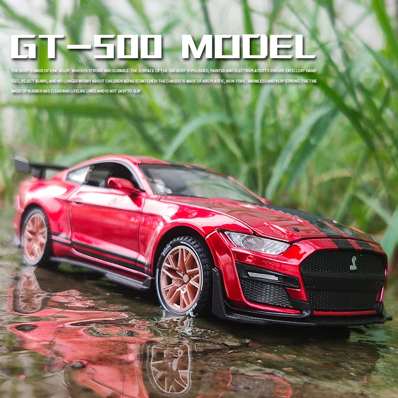 Модель автомобиля Ford Mustang Shelby GT500/GT350 в масштабе 1:32, суперкар, модель машины из сплава, Детская Игрушечная машина с 4 открывающимися дверями, детские подарки