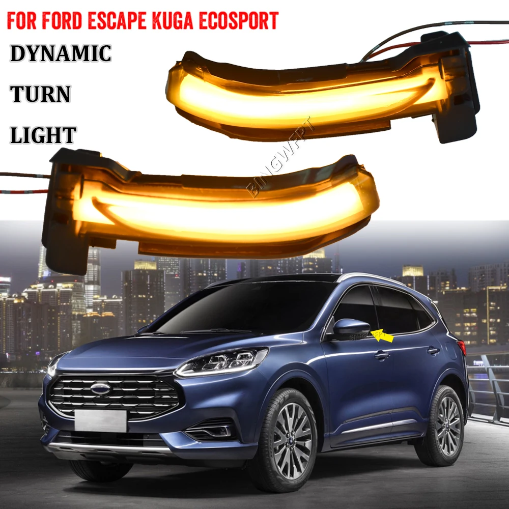 

BINGWFPT For Ford Kuga Escape 2019 2020 2021 2022 LED Turn Signal Flowing Mirror Light Car Accessories Dynamic Blinker