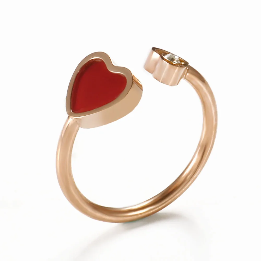 

Black/White Shell Multicolor Heart Ring Enamel Resizable Finger Rings For Women Men Engagement Wedding Jewelry Gift