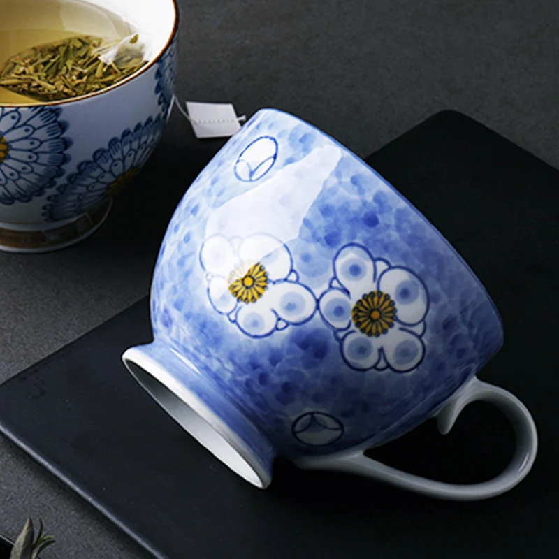 Большая Керамическая Кофейная Кружка 400 мл милый цветочный дизайн фарфоровая