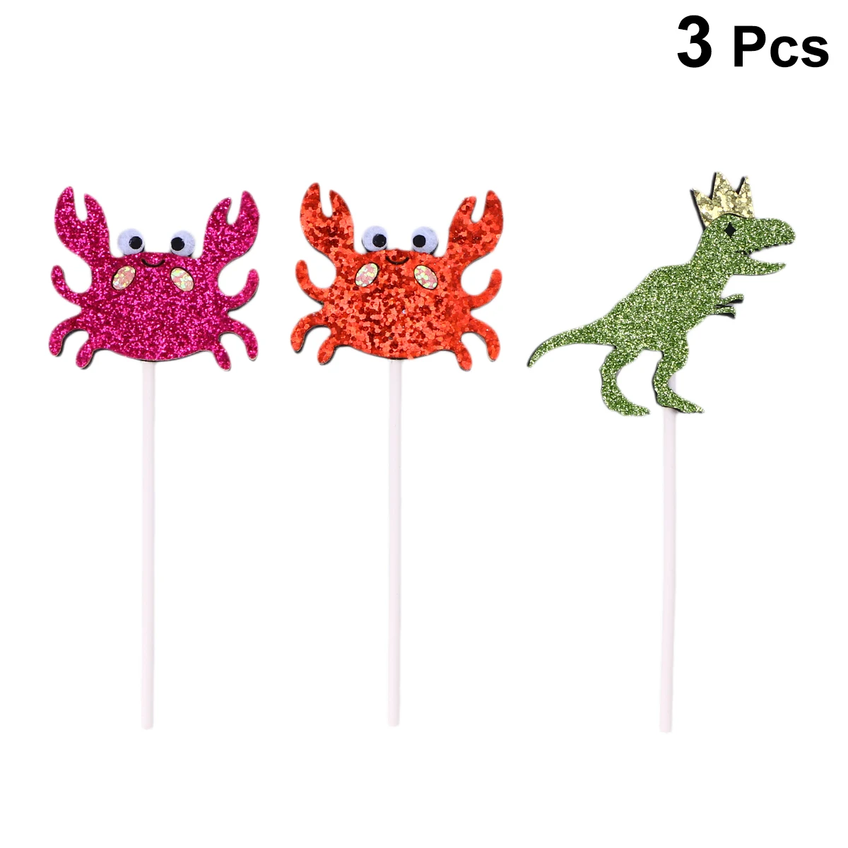 3 шт. милый динозавр торт Топпер Сияющий очаровательный Краб украшение торта
