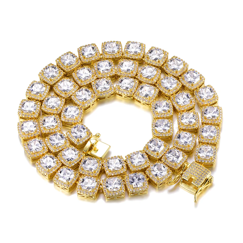 Хип хоп 1 комплект 10 мм Bling кубический цирконий Iced Out браслет ожерелье геометрический квадрат AAA CZ камень теннисная цепь для мужчин ювелирные изделия