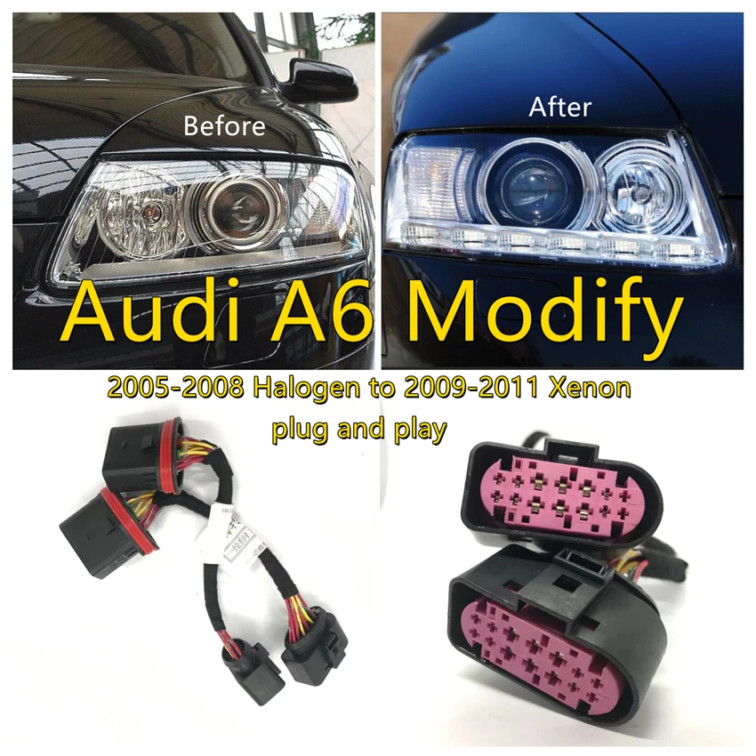 

YCK автомобиля модернизация фар специальные передачи жгут проводов для Audi A6 от 05 08-галогенные лампы для 09-11 ксеноновая лампа Plug And Play