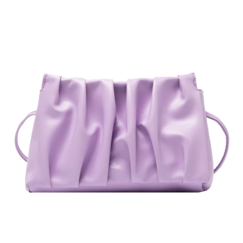 

Pu Leather Women Shoulder Bag Solid Color Ruched Cloud Flap Bag for Ladies Fashion Trend 2020 New Ladies Cross Body Bag