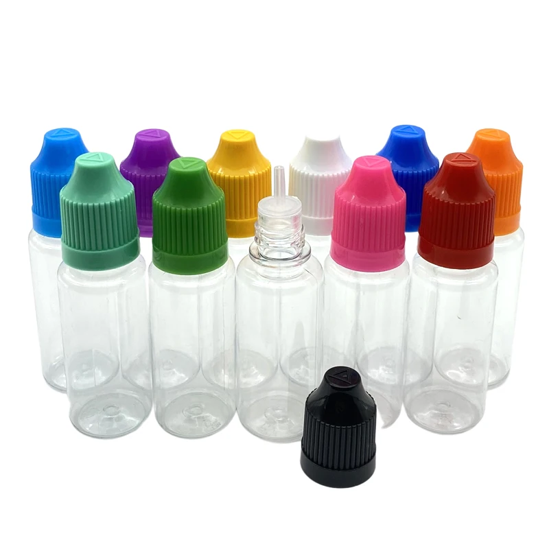 

50pcs Empty E Liquid Container PET 15ml Plastic Dropper Bottles With Childproof Cap And Long Thin Tip Vial