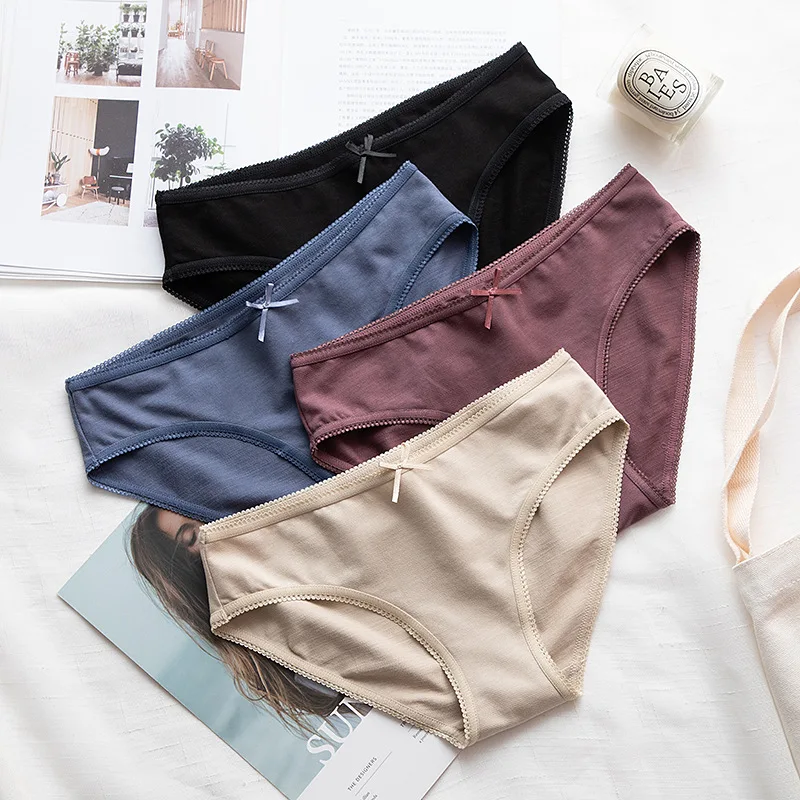 Женские трусики с бантом Новинка 2019 удобные короткие женские кружевные