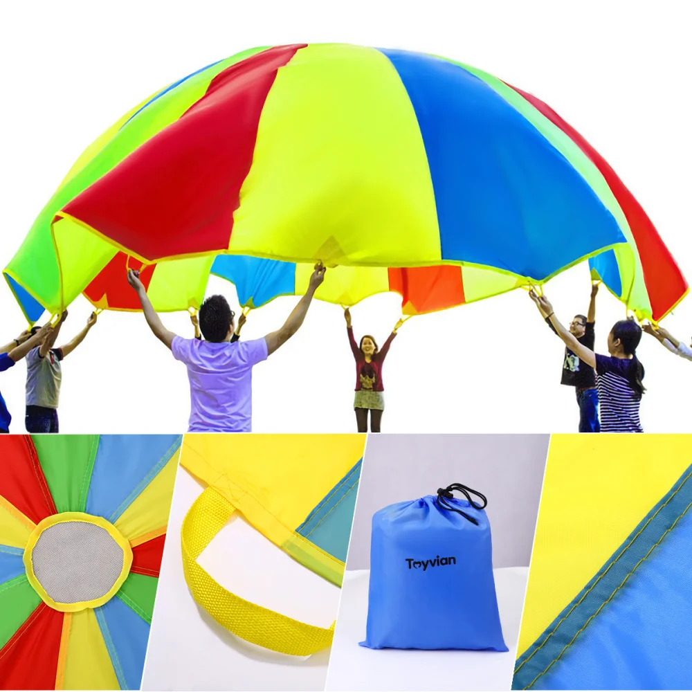 

Toyvian Kids Play Parachute Rainbow Umbrella Kindergarten Early Education Plaything for Party Sports Group Activities (3.6 Meter
