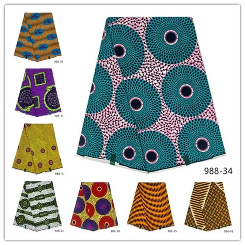 

New 100% Cotton Original Real Wax Ankara Fabric 2022 African Print Fabric For Wedding Dress Tissue African Fabric Wax Fabric 988