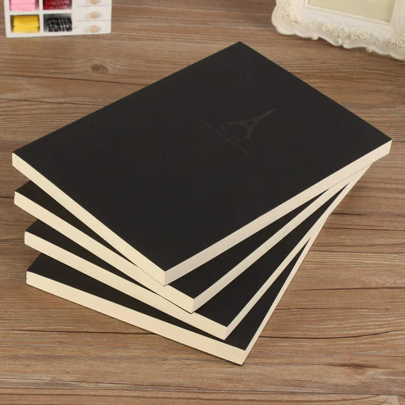

Альбом для рисования, утолщенный скетчбук в черной обложке, 140 листов, чистая бумага Блокнот, Канцтовары для школы и офиса