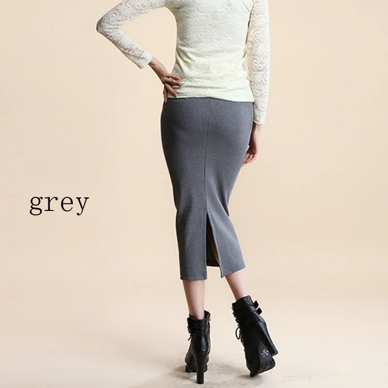 

Women's Skirt Party Spandex Waist Bag Hip Ribbed New Knitted Slit All Code