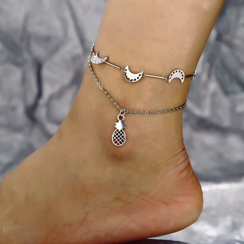 IF ME Bohemian Layer Chain Moon браслет с дизайном солнце женские браслеты для ног винтажные