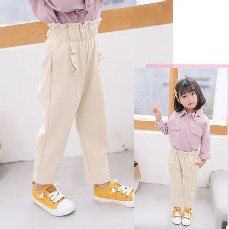 Брюки для девочек детская осенне-зимняя одежда однотонные детские брюки