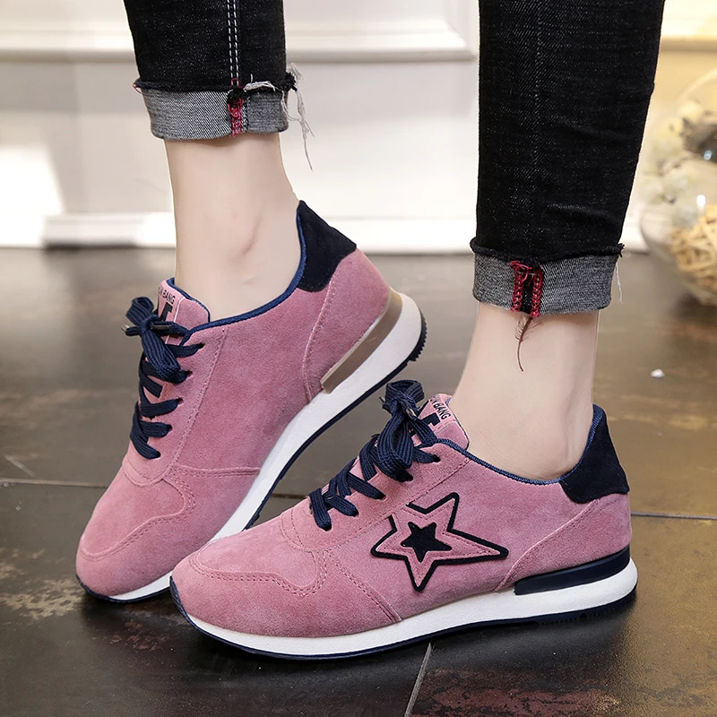 

2020 New Genuine Leather Women Sneakers Fashion Pink Shoes For Women Lace Up White Shoes Creepers Platform Shoes Size 35-40