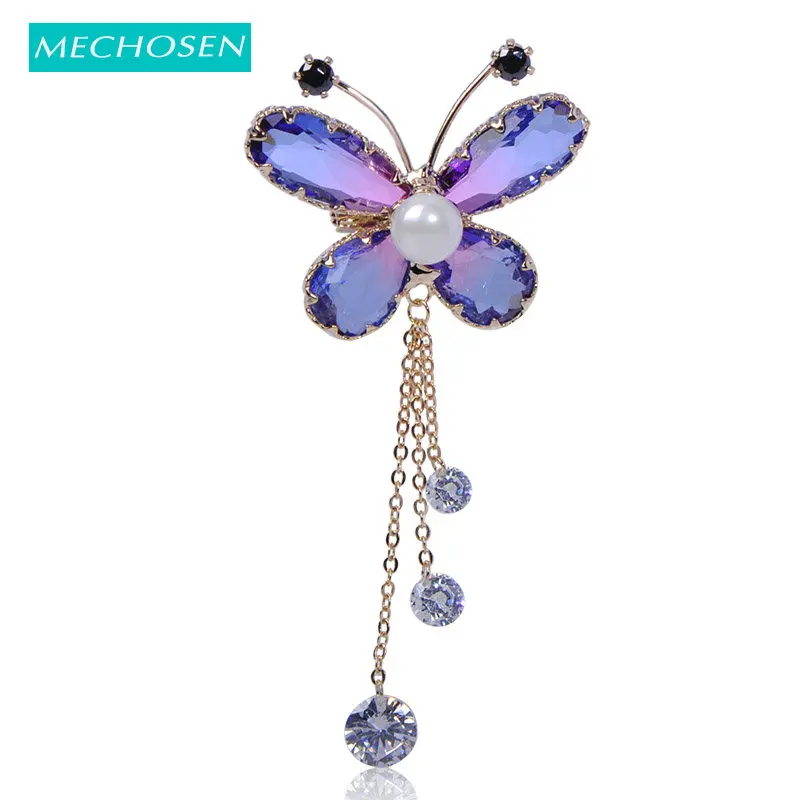 Женская брошь в форме бабочки MECHOSEN гвоздики фиолетового цвета с кубическим