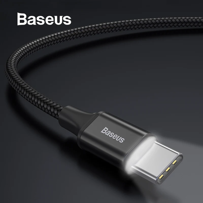 Baseus usb type-C кабель для samsung Galaxy S9 2A Быстрая зарядка кабель синхронизации данных для Xiaomi max 3 huawei p20 светодиодный светильник USB C кабель