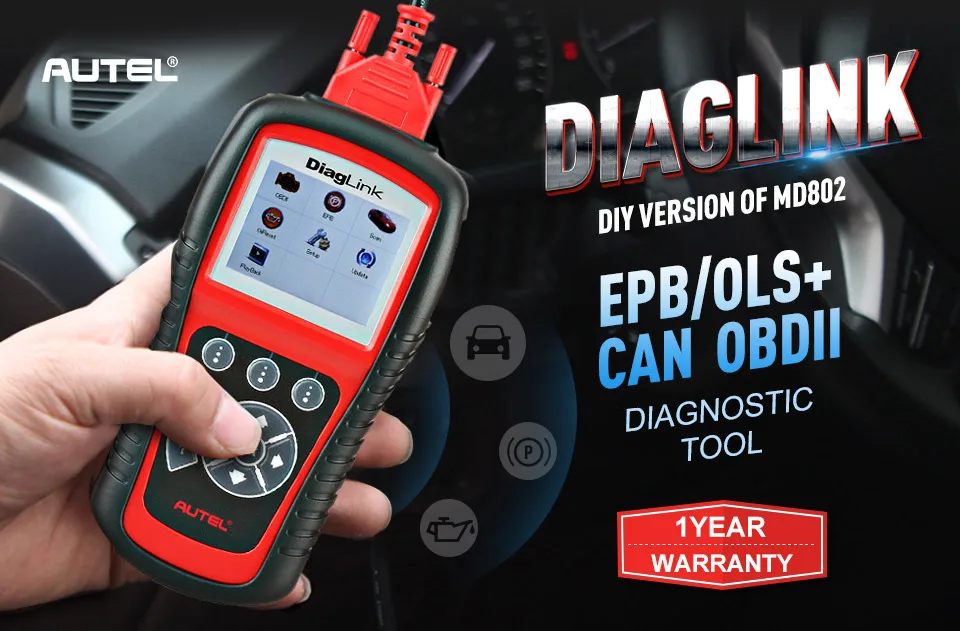 Autel Diaglink OBD2 автомобильный диагностический OBD OBDII все системы сканер автомобильный код ридер с сбросом масла EPB ABS обслуживание MD802