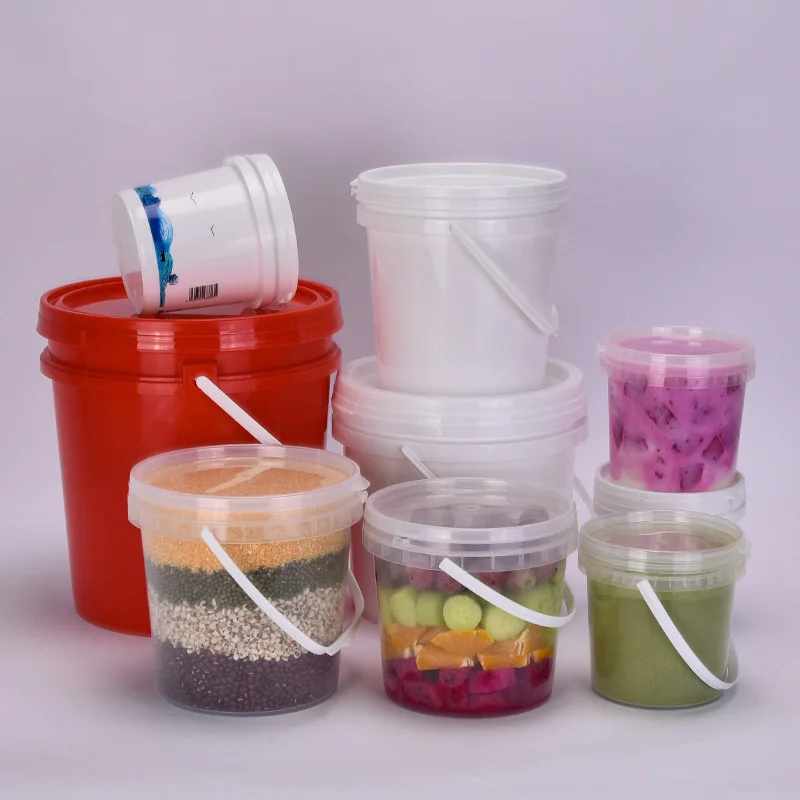 Пустой Пластиковый Контейнер объемом 2 л с крышкой Круглый герметичный контейнер