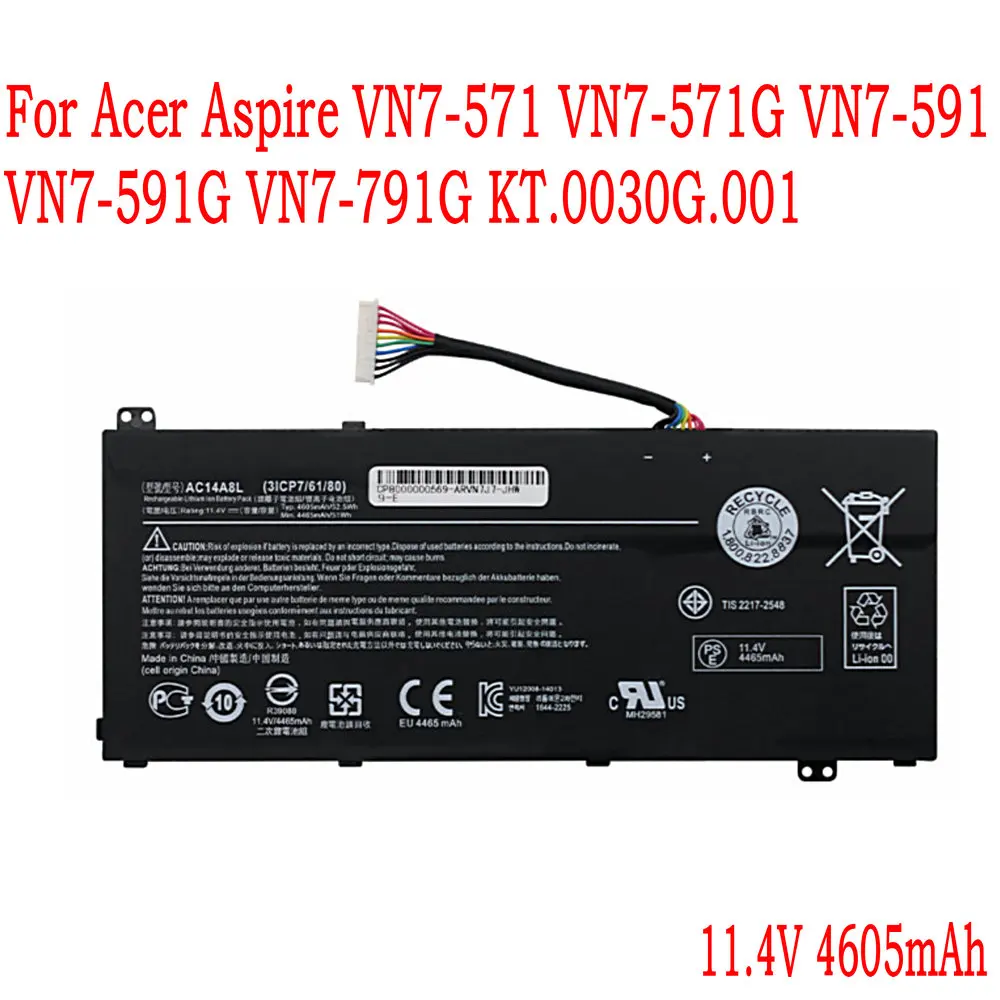 High Quality AC14A8L Laptop battery For Acer Aspire VN7-571 VN7-571G VN7-591 VN7-591G VN7-791G KT.0030G.001
