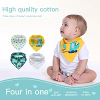 4 pcs drool scarf newborn feeding cloth cotton cartoon pattern bib infant baby saliva towel bibs burp cloths sets accessories