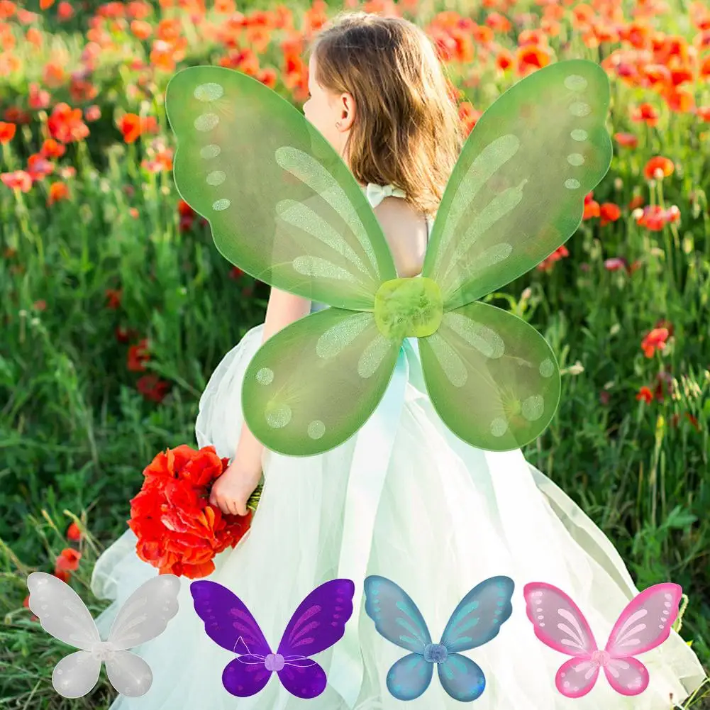 

Girls Butterfly Wings Costume With Elastic Shoulder Straps Dance Party Cosplay Accessory Thanksgiving Christmas Gifts For Kids