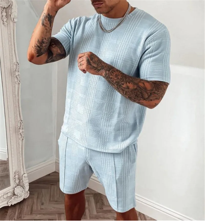 

New Sports men's sportswear shorts quick-drying 2-piece suit summer men's suit fitness clothes sports suit short-sleeved T-shirt