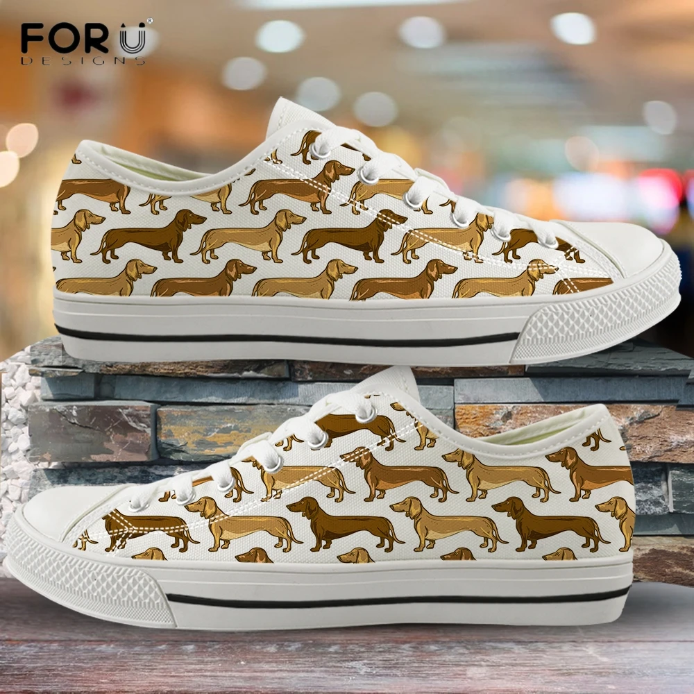 Кроссовки FORUDESIGNS для женщин милая мультяшная Собака Такса повседневная обувь