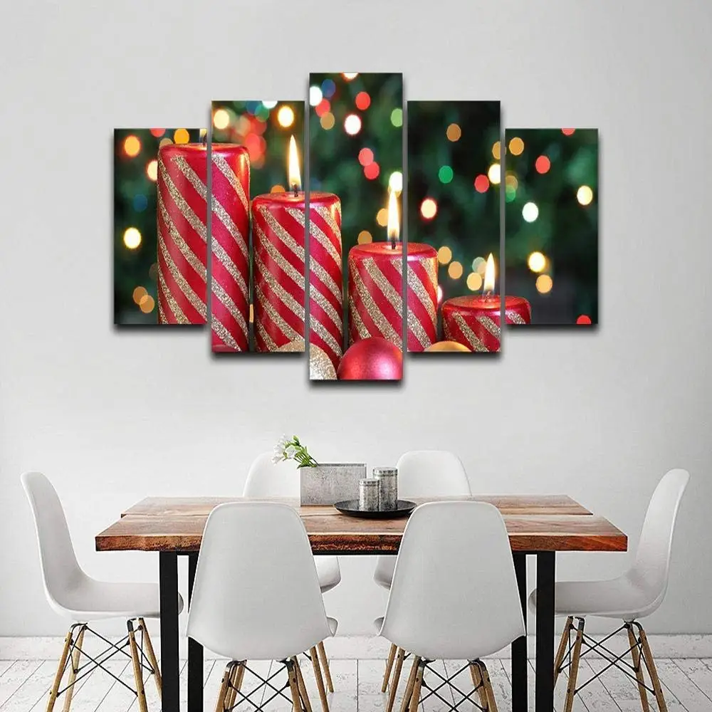 5 шт. домашний декор для гостиной настенные художественные принты красная свеча