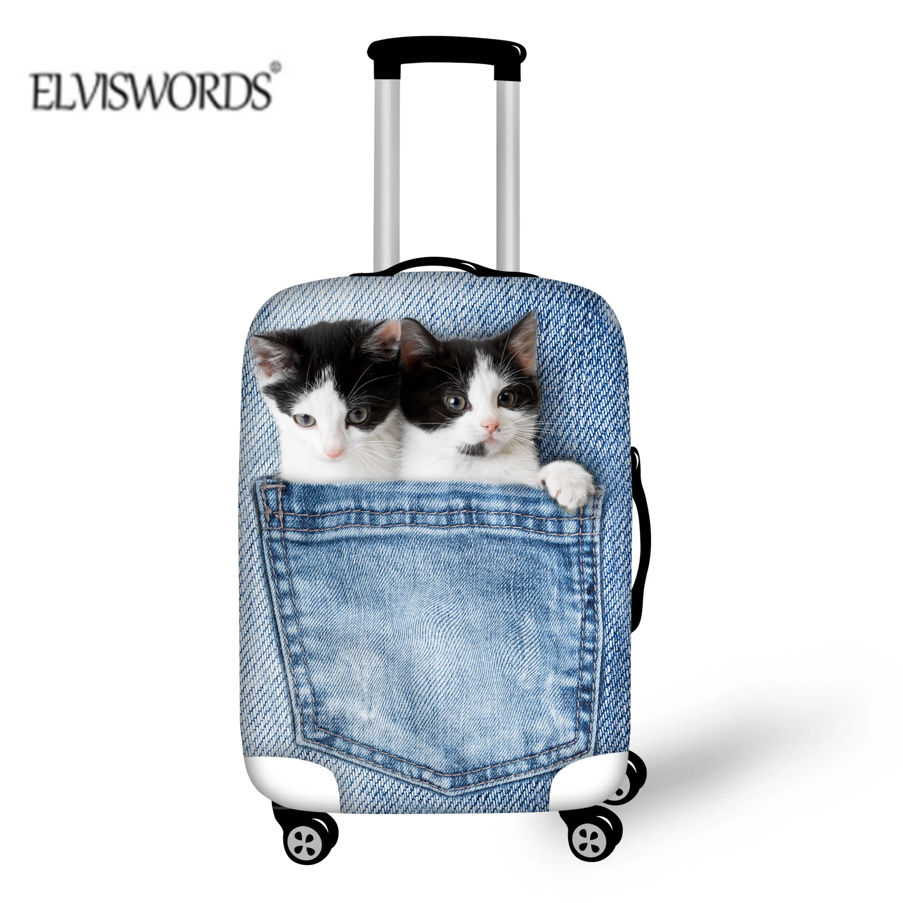 

Чехол для чемодана на колесиках ELVISWORDS, с 3D-принтом в виде кошки, защитный