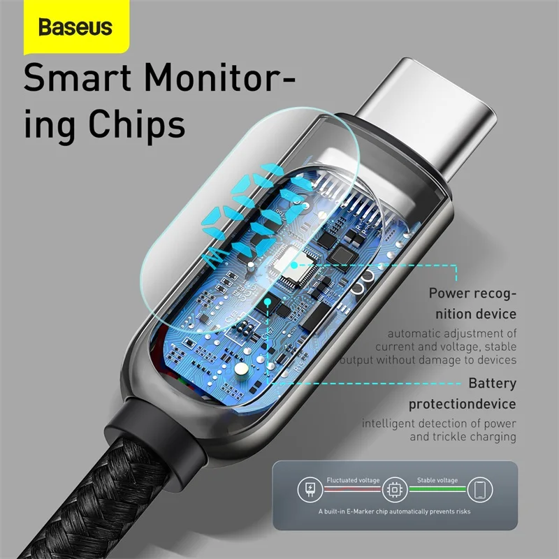 Baseus 100 Вт USB C к кабель для быстрой зарядки Macbook Pro PD QC Быстрая зарядка Samsung Xiaomi