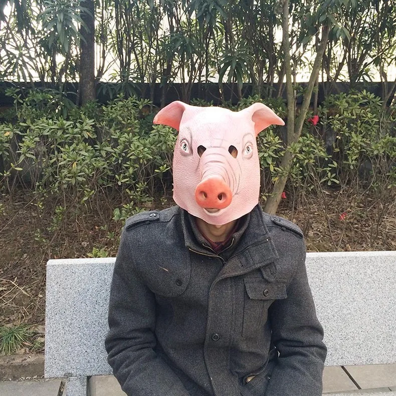 Костюм из силиконовой резины для взрослых смешной латексный свинка маска лица