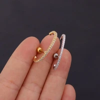 simple punk cubic zircon cz stone screw ball cartilage ear cuff jewelry piercing earring for women female cartilage earrings