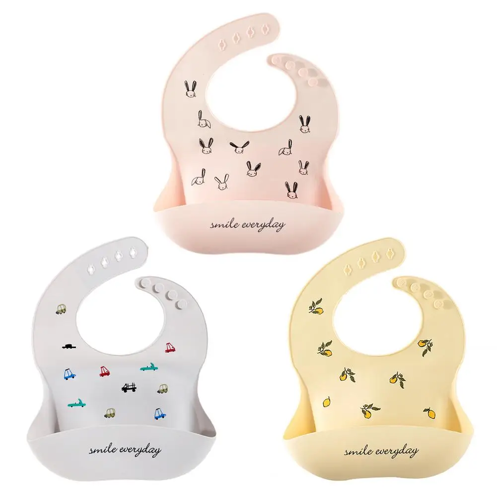 

Silicone Baby Bibs Waterpoof Infant Feeding Bib Soft Baby Weaning Bib With Food Catcher Pocket Keep Children Clean Cute Baby Bib