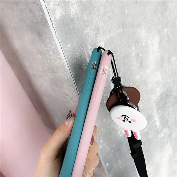 Корпус iphoneX 6 6s 7 8 Plus XR XS Max мягкий чехол силиконовый мультяшная кукла висячая