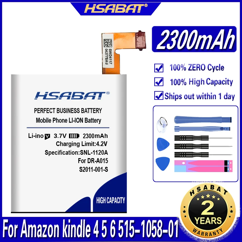 Аккумулятор HSABAT для amazon kindle 4 5 6 515 1058 01 2300 ма · ч аккумулятор D01100 телефона с