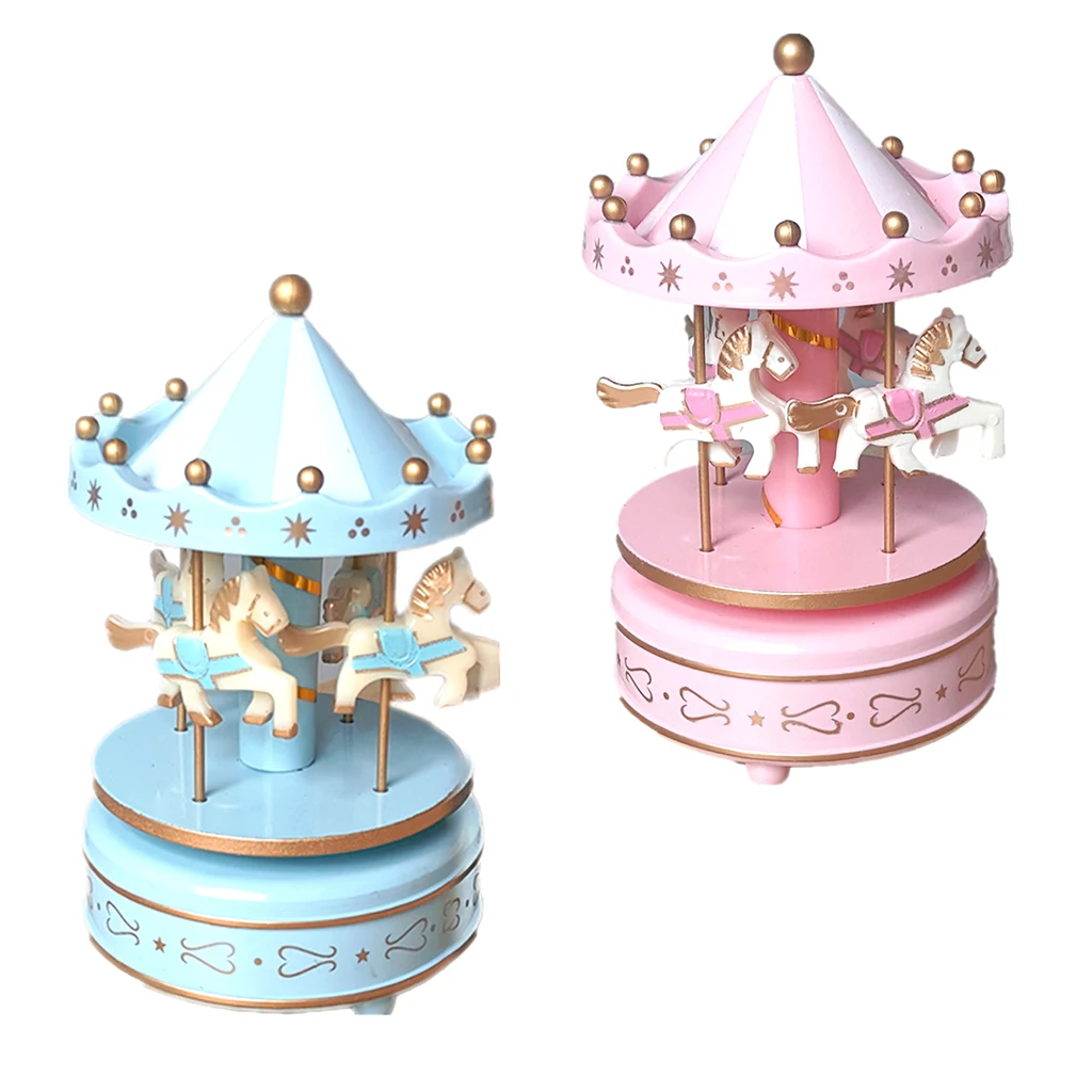 Деревянная лошадь Веселая круглая карусель музыкальные коробки для детей