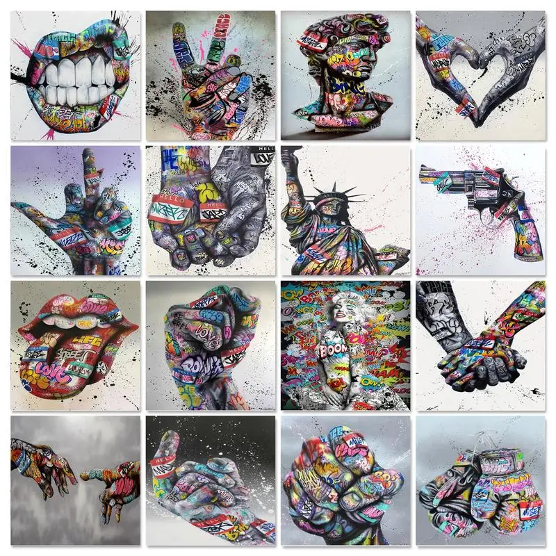 

GATYZTORY Oil Paint By Numbers Kits Abstract Painting By Numbers Hand Coloured Drawing On Canvas DIY Drawing By Numbers