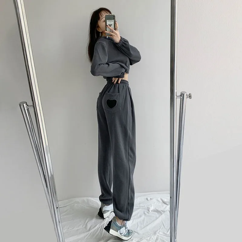 Спортивные штаны HOUZHOU в стиле Харадзюку для женщин модные хлопковые спортивные