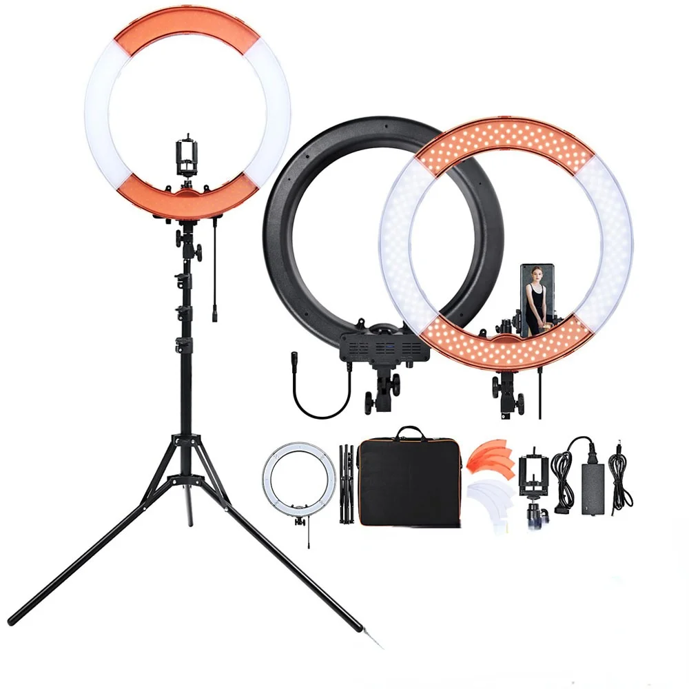 

FOSOTO RL-18 Photography Lighting Dimmable Ring Lamp Camera Ring Lamp Led Ringlight With Tripod Stand For Phone Youtube Makeup