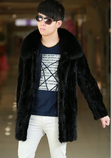 2020 зимнее черное готическое Мужское пальто из искусственного меха длинное