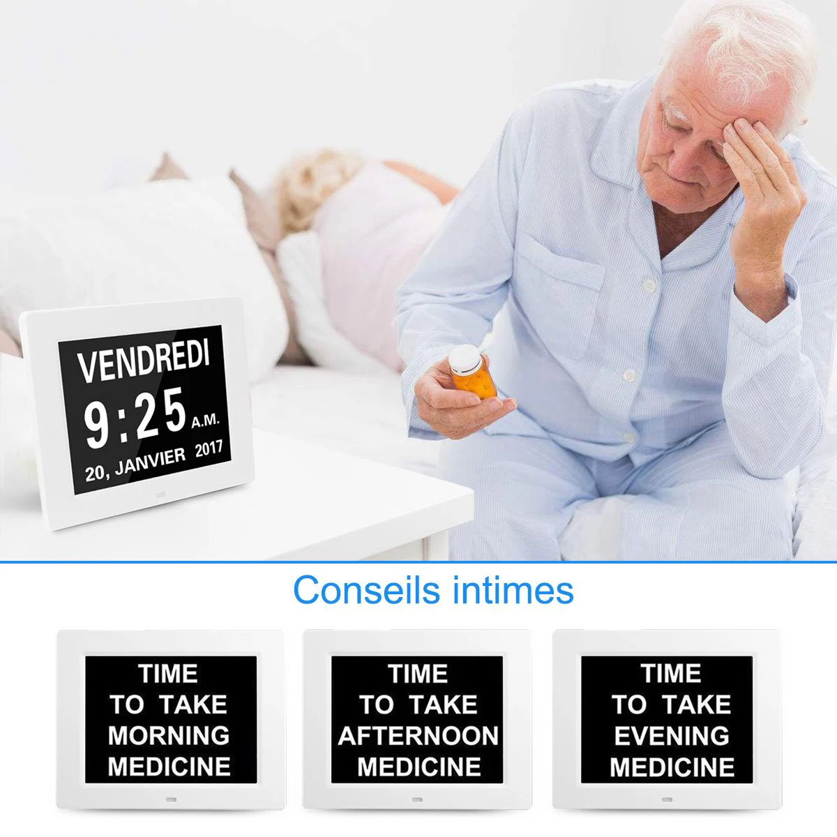 Светодиодный цифровой будильник часы с календарем 8 языков большие цифры для