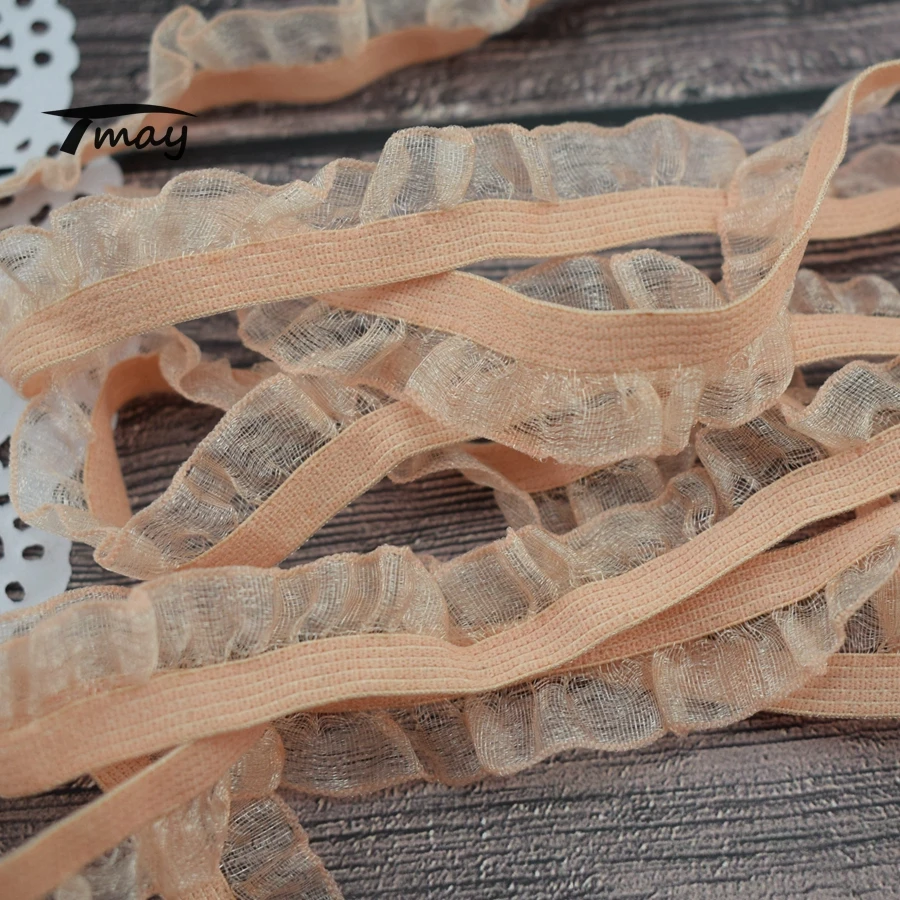 #1594 двухцветные кружева из органзы с оборками эластичные ленты для нижнего белья