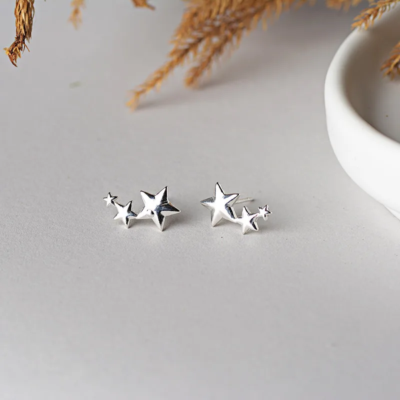 Серьги гвоздики в форме звезды для женщин модные простые серебряные серьги