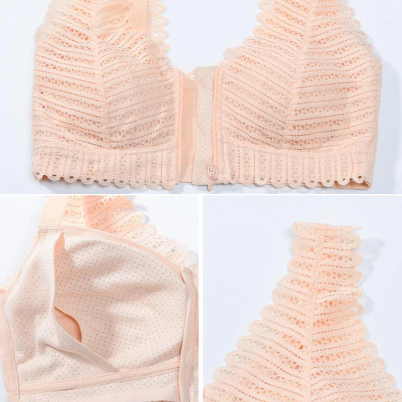 Бюстгальтер для мастэктомии с передней пряжкой без стального кольца кружевной