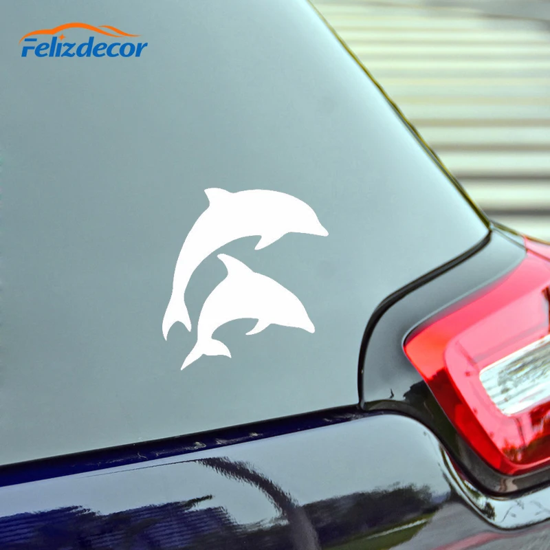 Черно-белая наклейка на автомобиль с изображением дельфина виниловая креативная
