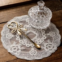 lace round placemat embroidered table place mat pad anti slip drinkware coaster tableweare nordic ins desktop decoration